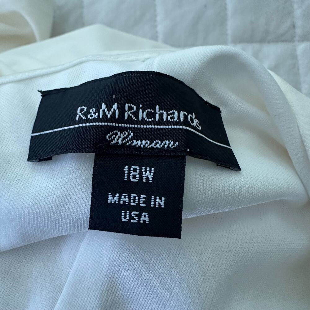 R&M Richards Dress 18W White One Shoulder Rhinestone Ruched Evening Formal Gala - Picture 7 of 10